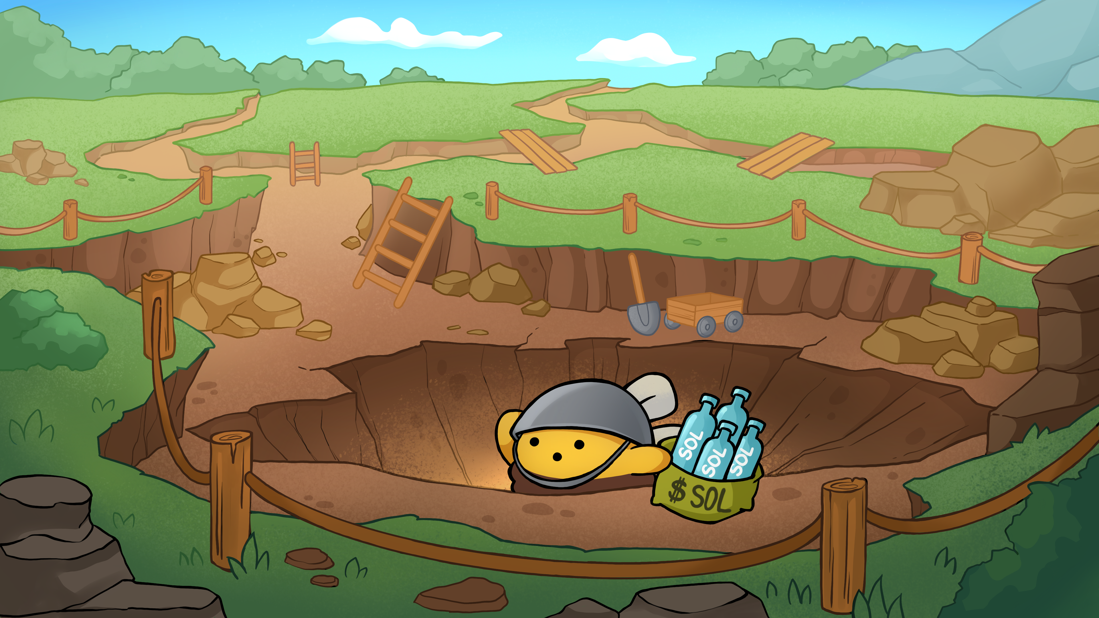 Bee in the trenches digging for SOL